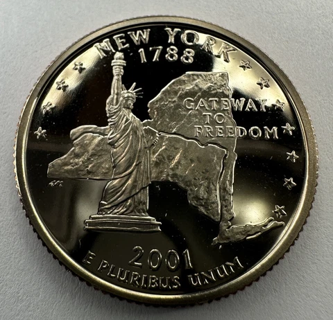 2001-S PROOF New York State Quarter 25cent Coin from US Mint Proof Set Cover