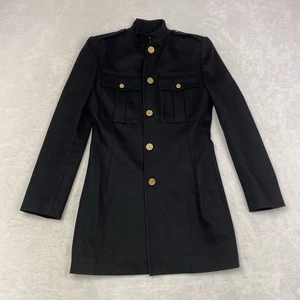 Ralph Lauren Military Jacket 4 Black Wool Blend USA Made Gold Crest Buttons - Picture 1 of 12