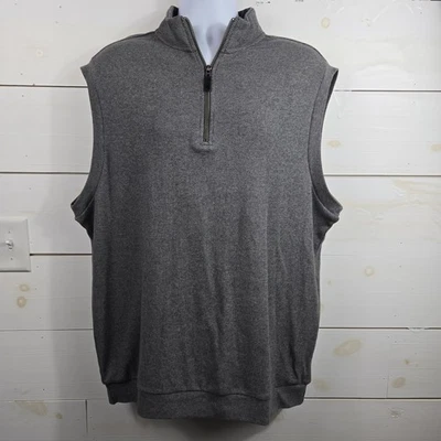 Roundtree Yorke Silky Finish 1/4 Zip Vest Mens XLT Gray Pullover Super Soft Golf - Image 1 of 4