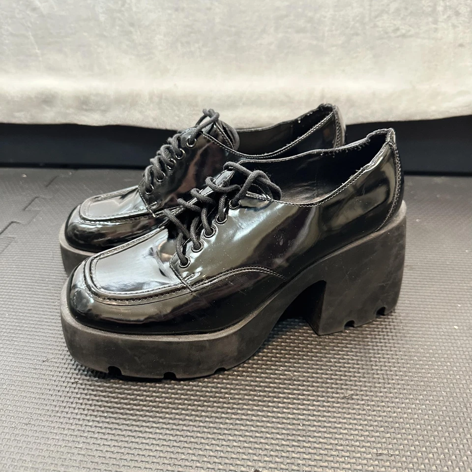 Винтажный Qupid платформе Оксфорд туфли женщин размер 8 черный патент Y2K G-BREA - Изображение 1 из 4