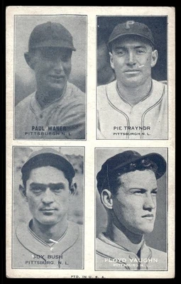 1936 Exhibits Four 4 On One Baseball Guy Bush Pie Traynor Vaughan Paul Waner VG - Image 1 of 2