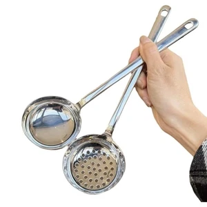 Durable Drain Spoon Deepened Flat Bottom Hot Pot Scoop Kitchen Utensil - Picture 1 of 9