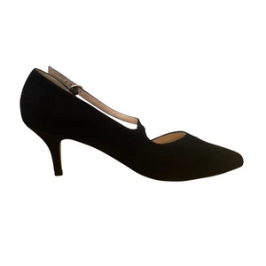 Sargasso & Grey Womens Black Suede Cross Strap Heels Elegant Pointed Toe Size 42 - Picture 1 of 10