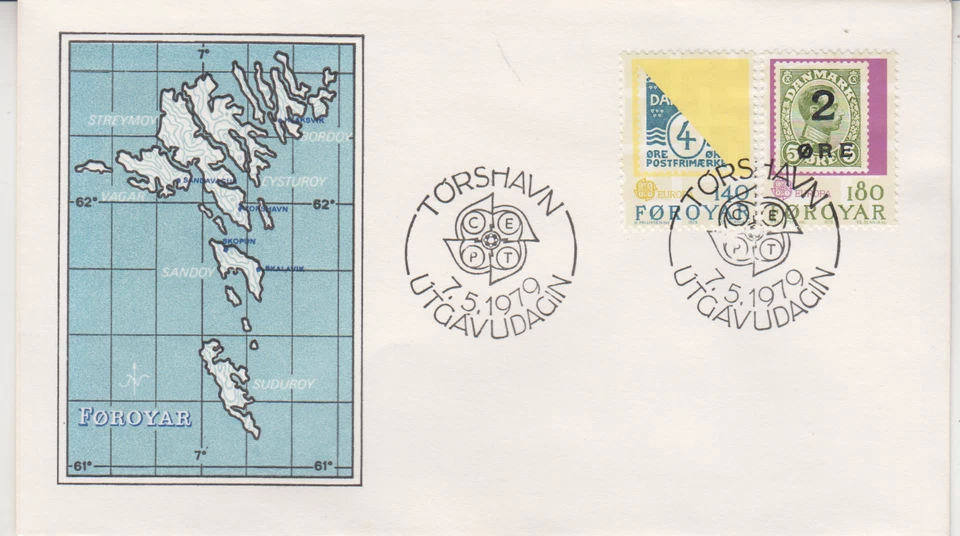 FAROE ISLANDS : 1979  FDC/ COVER - SCOTT # 43/44  SET / EUROPA - Image 1 of 1