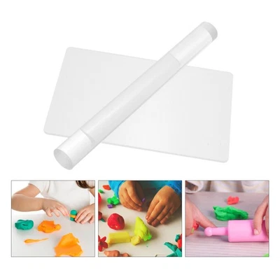 2 Pcs Acrylic Clay Roller with Acrylic Sheet Board for Polymer Clay Shaping - image 1 of 4
