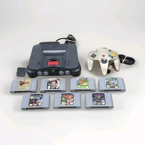 Nintendo 64 Console Lot - Grey Black  N64 w/controller & 7 Games NUS-001 USA - Picture 1 of 10