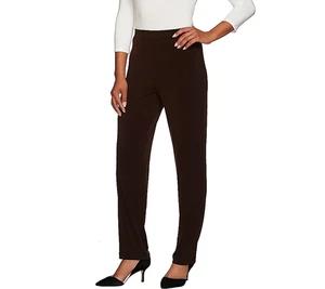 Pantalones de pierna recta de punto líquido Susan Graver - Para mujer Plus Petite 2X - Marrón oscuro - Imagen 1 de 1