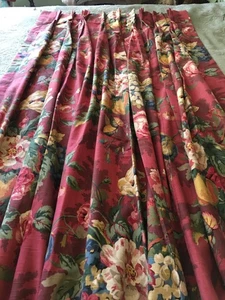 P Kaufmann Queensland Crimson Pleated Lined Curtain Panel - Picture 1 of 10