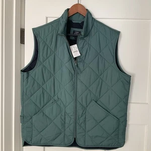 NWT J. Crew Authentic Outerwear Quilted Green Full Zip NY Vest Coat Jacket L - Picture 1 of 4