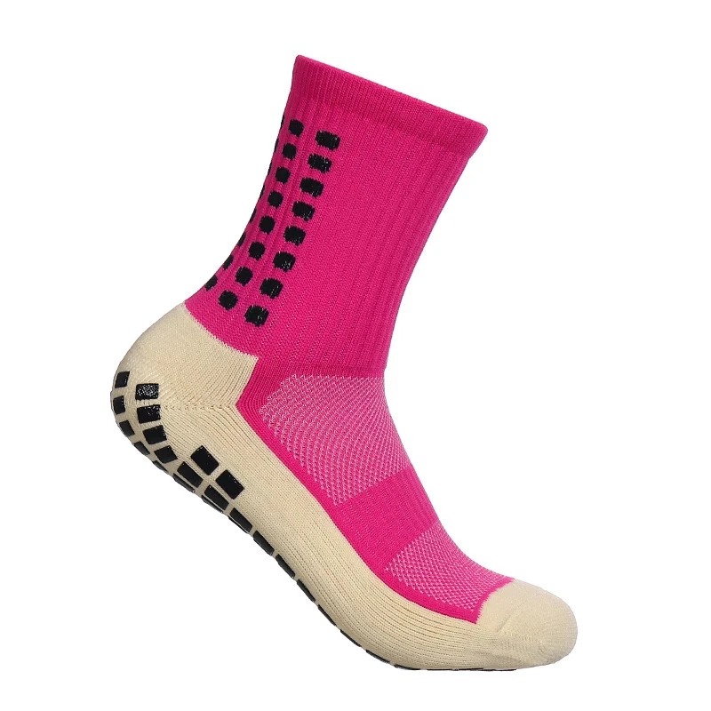 Men Football Socks Grip Non Slip Mid Calf Cushioned Running Sports Training Sock - Image 1 of 4