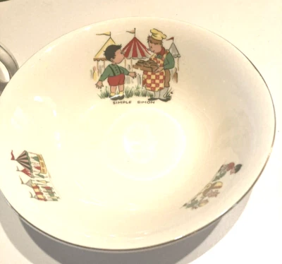 Alfred Meakin  Children's Porcelain SIMPLE SIMON BOWL ENGLAND  Vintage - image 1 of 4