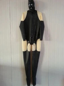 100% Latex Rubber Gummi Cosplay Catsuit Bodysuit Black Jumpsuit 0.4mm S--XXL - Picture 1 of 4