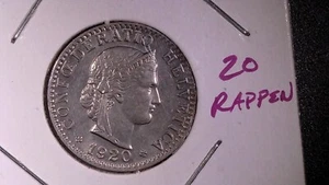 SWITZERLAND 1920 20 RAPPEN UNC - Picture 1 of 2