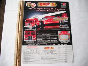 CÓDIGO 3 COLECCIONABLES LOS ANGELES CONDADO LTI HOJA PUBLICITARIA DIBUJADA TRACTOR - Imagen 1 de 3