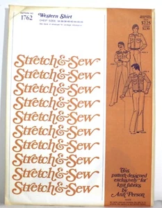 VTG Stretch & Sew 1762 Men Western Shirt Chest Sz 34-48 Designed by Ann Pearson - Picture 1 of 2