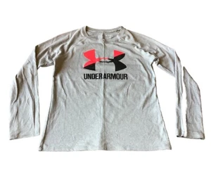 Under Armour HeatGear Girls Youth Size M Medium Loose Gray Athletic Shirt VGUC - Picture 1 of 11