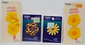 Lot of 4 Wrights Iron on Application Embroidered Patches Applique Flower NIP - Picture 1 of 2