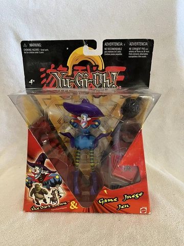 Vintage Yu-Gi-Oh! Saggi the Dark Clown 2002 Mattel Action Figure And Game Cover
