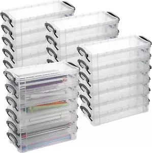 24 Pack Large Capacity Pencil Box, Plastic Pencil Case Crayon Box Bulk, Clear Ma - Picture 1 of 12