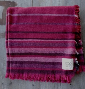 Nido Notte Italy Wool Blend Throw - Red and Purple Stripe - Made in Italy - NEW - Picture 1 of 3