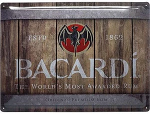 Caja de ron Bacardi letrero de metal grande en relieve 400 mm x 300 mm (na) - Imagen 1 de 1