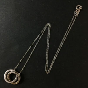 TIFFANY&CO. Silver 925 1837 Interlocking Circle Pendant Necklace/6BD2347 - Picture 1 of 8
