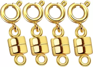 Necklace Clasps and Closures - Gold and Silver Plated Tube Lock Connectors for L - Picture 1 of 6