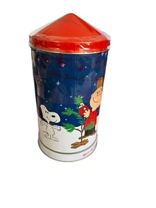 Peanuts Musical Cookie Tin A Charlie Brown Christmas Spins, Plays Music, Cookies - Picture 1 of 4