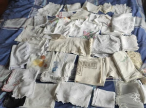 Vintage Linen Bundle of 50+ Mixed Pieces for Textile Projects or Use - Prop/Deco - Picture 1 of 23