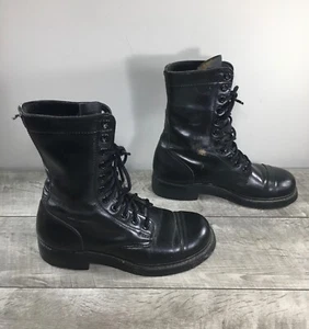 Punk Grunge Motorcycle Biker Cap Toe Military Leather Mens Boots Size 6 Vintage - Picture 1 of 9