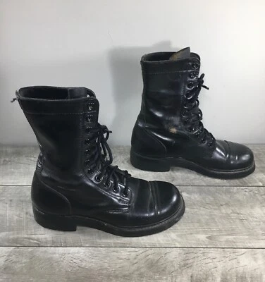 Punk Grunge Motorcycle Biker Cap Toe Military Leather Mens Boots Size 6 Vintage - Image 1 of 4