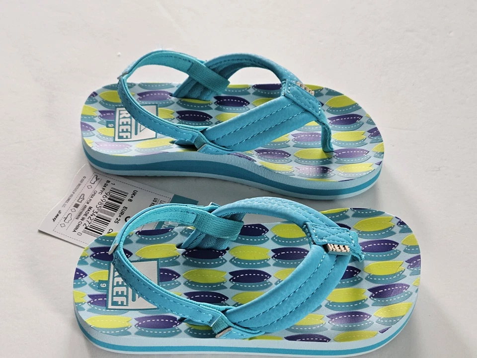 Sandalias chanclas Reef Little Boys 9 EE. UU. Niños Little Ahi Blue Fish Zapatos Foto 1 de 2