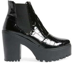 Topshop SCHWARZER Bria Kroko Plateau Chelsea Bootie Gr: 10M US -- jetzt 49,99 $ - Bild 1 von 6