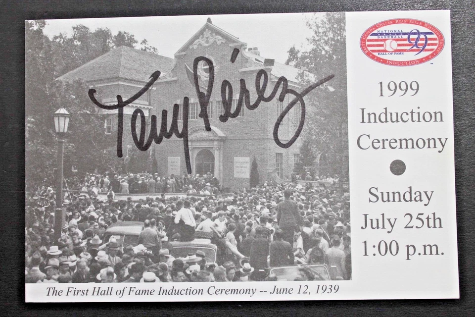 Tony Pérez Cincinnatti Reds Autographed HOF Induction Signed Postcard JSA - Image 1 of 4