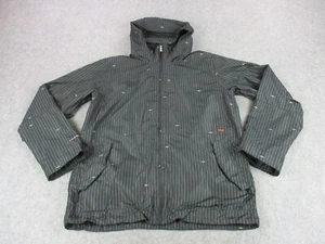 Foursquare Jacket Mens Large Black White Striped Ski Snowboarding Hooded Coat - Picture 1 of 10