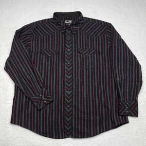 Wrangler Authentic Western Shirt Men XXL Embroidered Pearl Snap Pockets Vintage - Picture 1 of 12