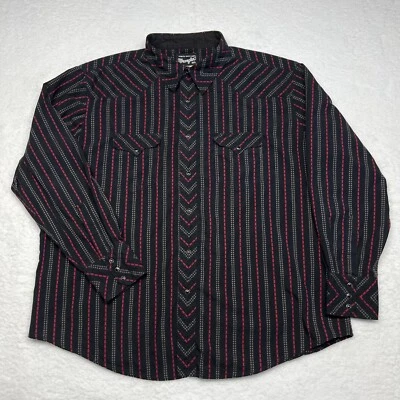 Wrangler Authentic Western Shirt Men XXL Embroidered Pearl Snap Pockets Vintage - Image 1 of 4
