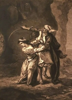 D'après Eugène DELACROIX - La fiancée d'Abydos - Photo 1/4