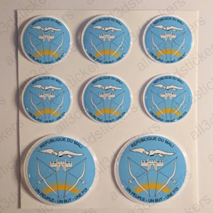 Stickers Mali Coat of Arms Gel Domed Resin 3D Mali Vinyl Sticker Decals Helmet - Picture 1 of 1
