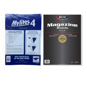 50 E Gerber Mylites 4mil Mylar Magazine Sleeves 900M4 + 50 BCW Boards Archival - Picture 1 of 4