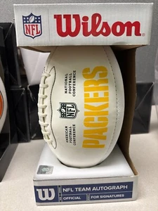 Green Bay Packers Tamaño Completo Autógrafo Oficial Firma Serie Blanco Fútbol - Imagen 1 de 4