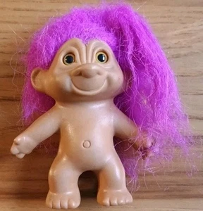 Vintage Wishnik Troll Doll 3" Make Wish Pink Hair Uneeda - Picture 1 of 2