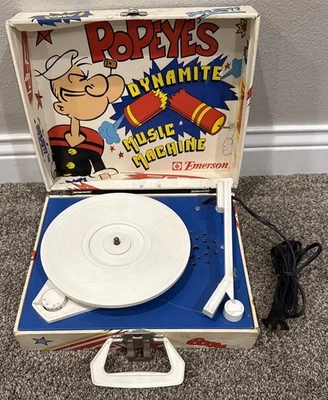 VTG Emerson Popeyes Dynamite Music Machine Record Player In Case King Features - Image 1 of 4