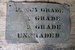 antique advertising 19th c brass stencil fancy grade A B ungraded 8x13 inch - Picture 1 of 2