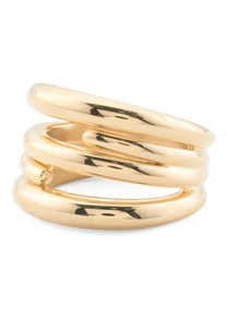 14K GOLD MILOR ITALY Resin Core Designer Wide Graduated Linked Cigar Band Ring 7 - Picture 1 of 8