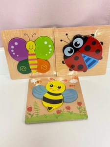 NUEVO LOTE de 3 rompecabezas de madera para niños pequeños 1-3 | Juguetes Montessori - Imagen 1 de 5