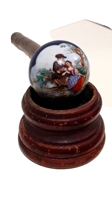 ANTIGUA PERILLA DE CAÑA/PARAGUAS DE PORCELANA con vástago Foto 1 de 4