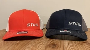 Stihl Trucker Richardson Adjustable Hats Gray/Blue And White/Orange (Two) - Picture 1 of 4
