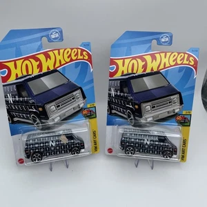 Mattel 2023 Hot Wheels 70s Van HW ART Cars 2/10 Black 16/250 Lot Of 2 ( READ) - Picture 1 of 9