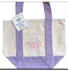 Trader Joe’s Mini Canvas Tote Bag Pastel Purple Hottest It Bag Limited Spring🛍️ - Picture 1 of 6